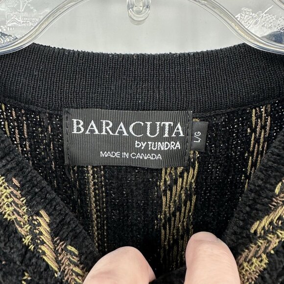 vintage 90s BARACUTA BY TUNDRA crewneck sweater chenille print coogi style L - Picture 6 of 6
